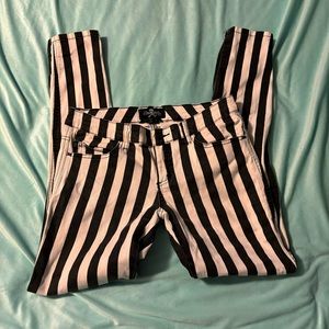 Royal bones black and white stripe pants from hot topic